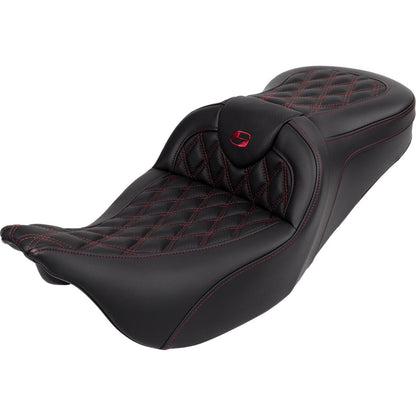 Saddlemen Roadsofa™ Seat - with Backrest - Wine Berry Stitch - FL '08-'23 A808-07R-182BUR_1485746