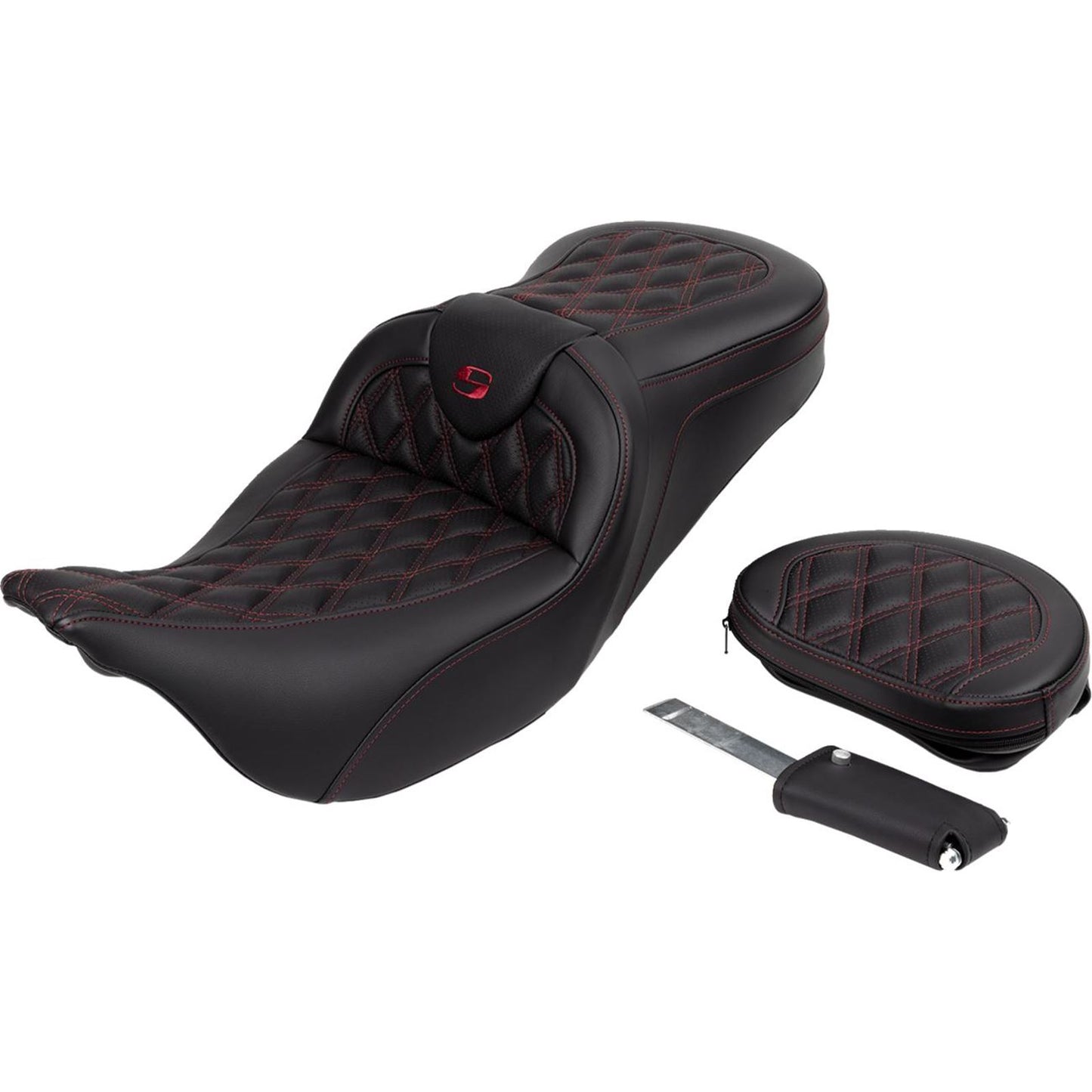 Saddlemen Roadsofa™ Seat - with Backrest - Wine Berry Stitch - FL '08-'23 A808-07R-182BUR_1485743