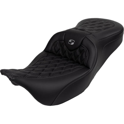 Saddlemen Roadsofa™ Seat - with Backrest - Dark Gray Stitch - FL '08-'23 [MPN: A808-07R-182GRE]_1485741