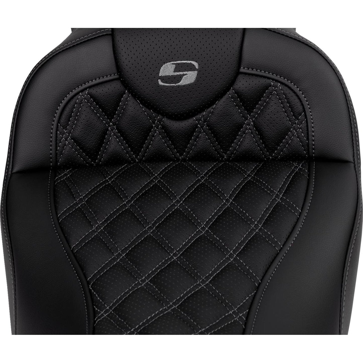 Saddlemen Roadsofa™ Seat - with Backrest - Dark Gray Stitch - FL '08-'23 [MPN: A808-07R-182GRE]_1485751