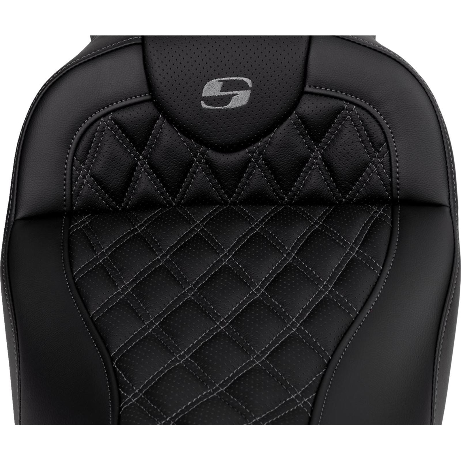 Saddlemen Roadsofa™ Seat - with Backrest - Dark Gray Stitch - FL '08-'23 [MPN: A808-07R-182GRE]_1485751