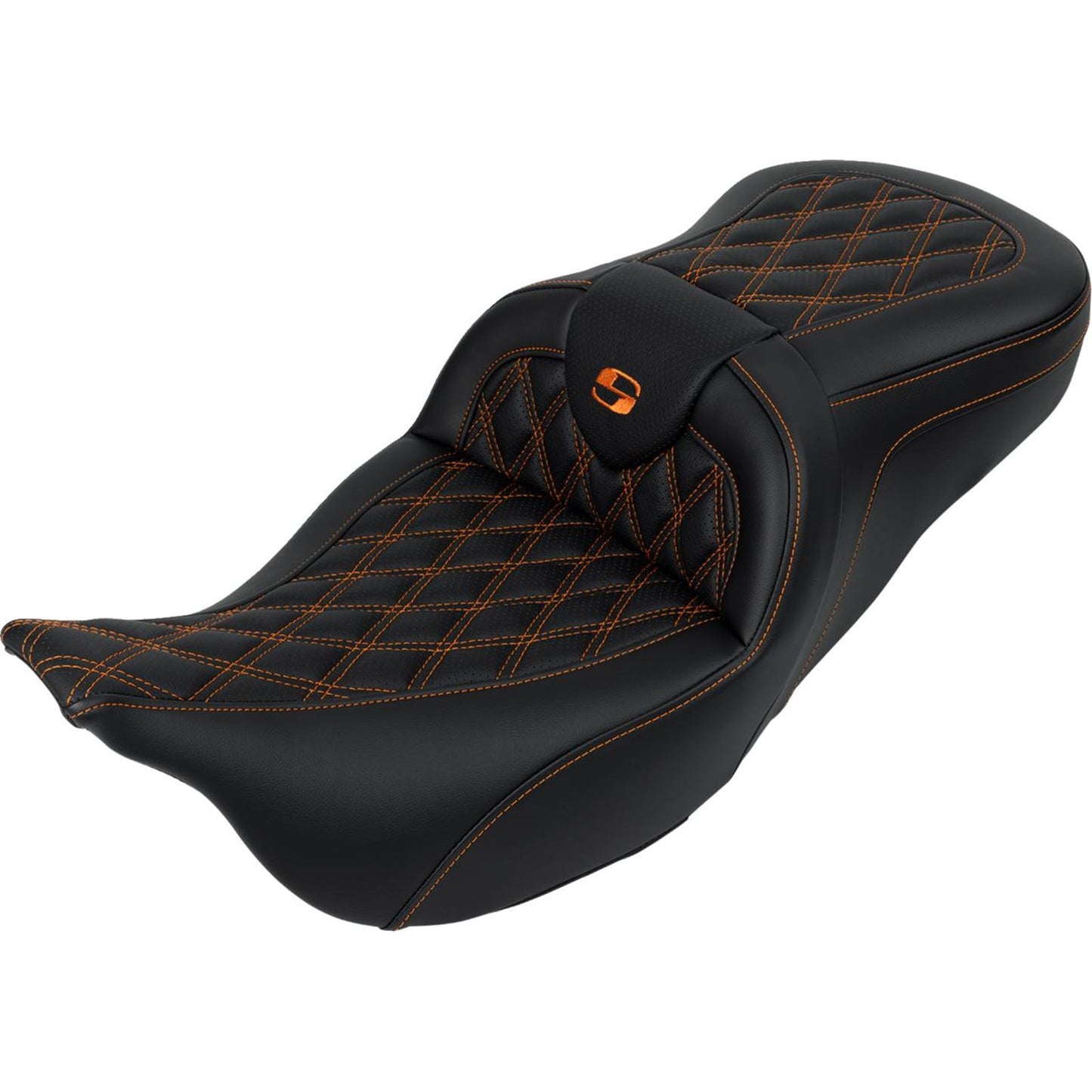 Saddlemen Roadsofa™ Seat - with Backrest - Orange Stitch - FL '08-'23 A808-07R-182ORA_1485737