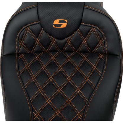 Saddlemen Roadsofa™ Seat - with Backrest - Orange Stitch - FL '08-'23 A808-07R-182ORA_1485735
