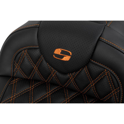 Saddlemen Roadsofa™ Seat - with Backrest - Orange Stitch - FL '08-'23 A808-07R-182ORA_1485734