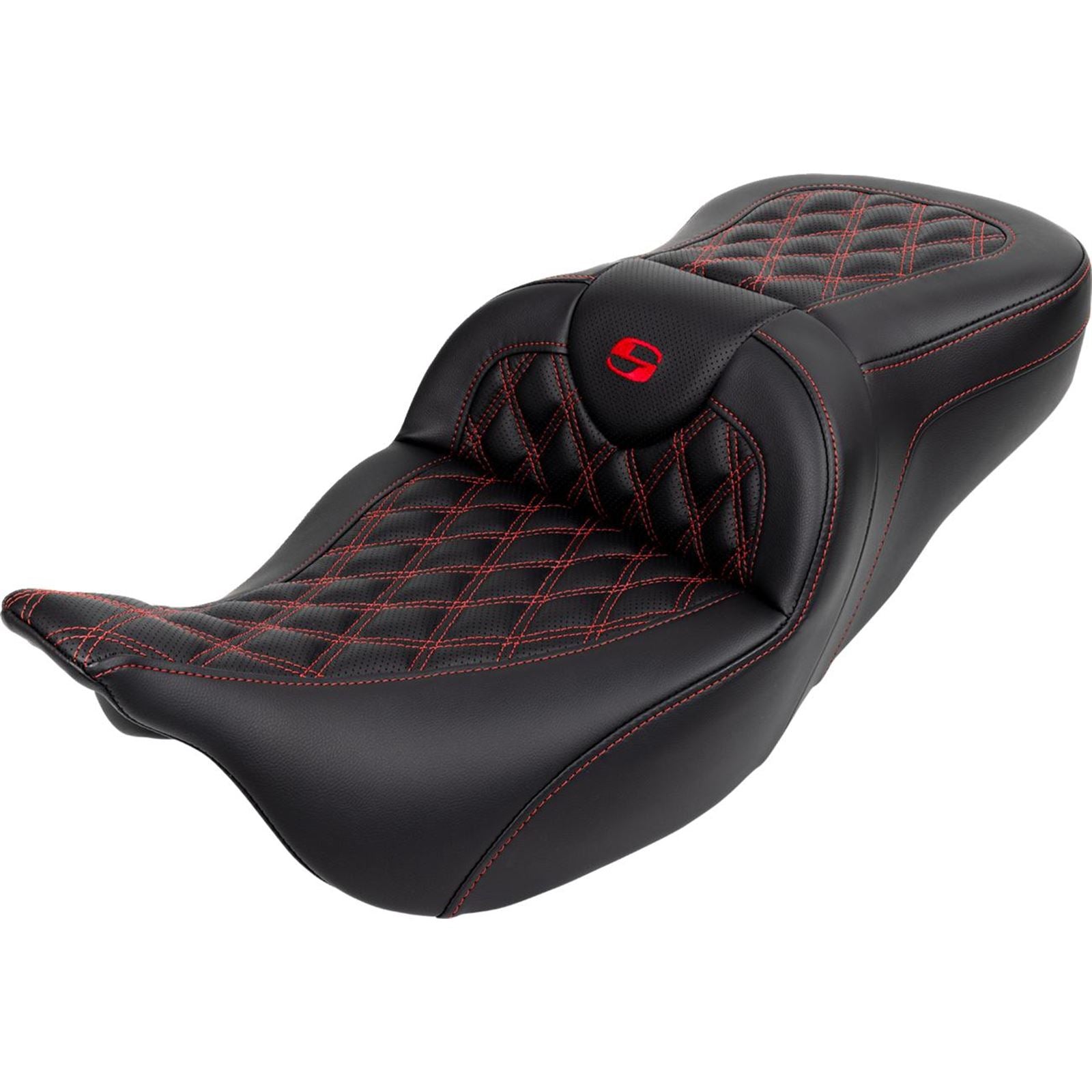 Saddlemen Roadsofa™ Seat - with Backrest - Red Stitch - FL '08-'23 A808-07R-182RED_1485731