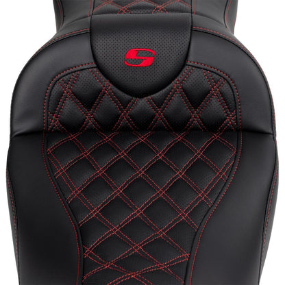 Saddlemen Roadsofa™ Seat - with Backrest - Red Stitch - FL '08-'23 A808-07R-182RED_1485730