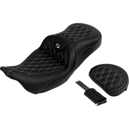 Saddlemen Roadsofa™ Seat - with Backrest - Silver Stitch - FL '08-'23 A808-07R-182SIL_1487692