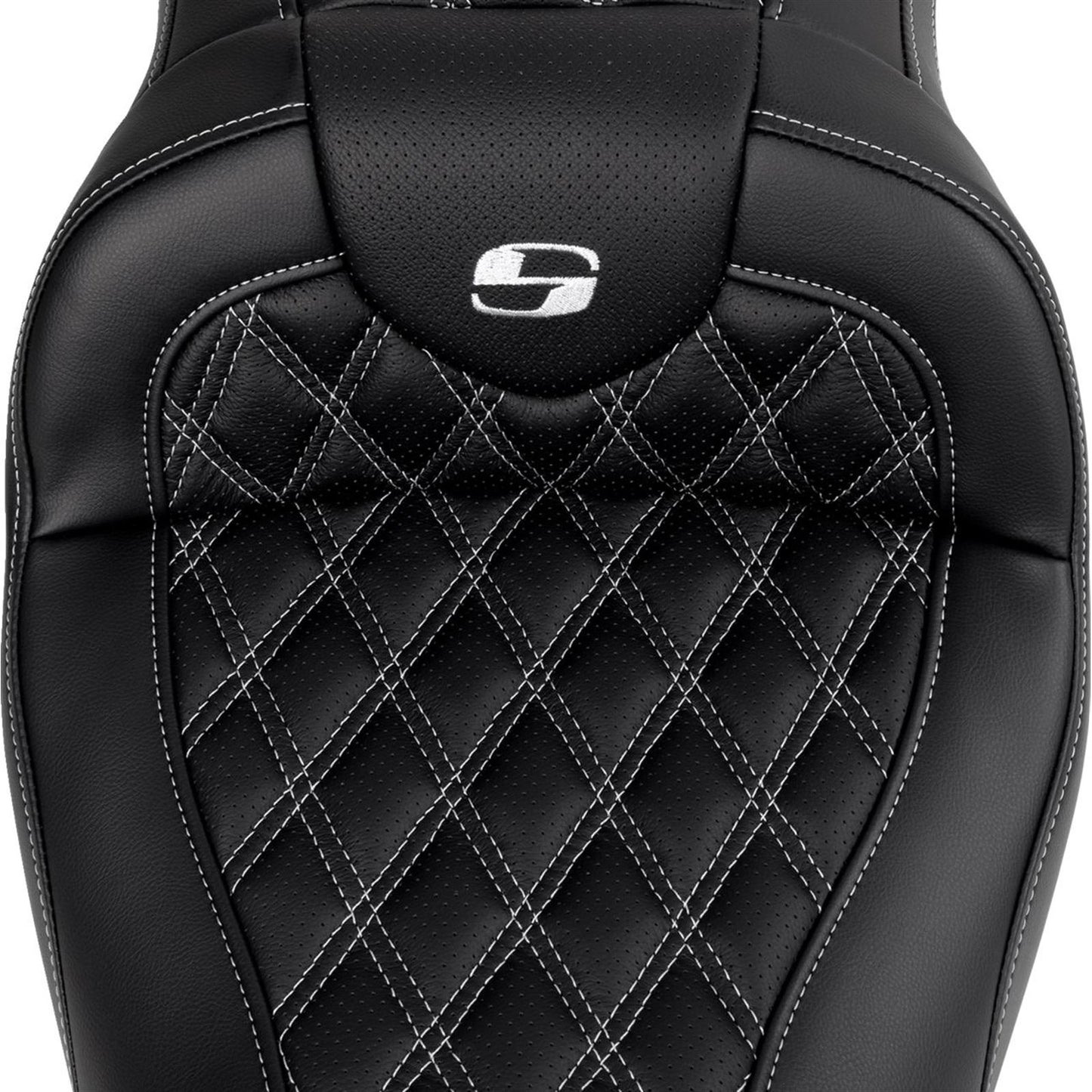 Saddlemen Roadsofa™ Seat - with Backrest - Silver Stitch - FL '08-'23 A808-07R-182SIL_1487691