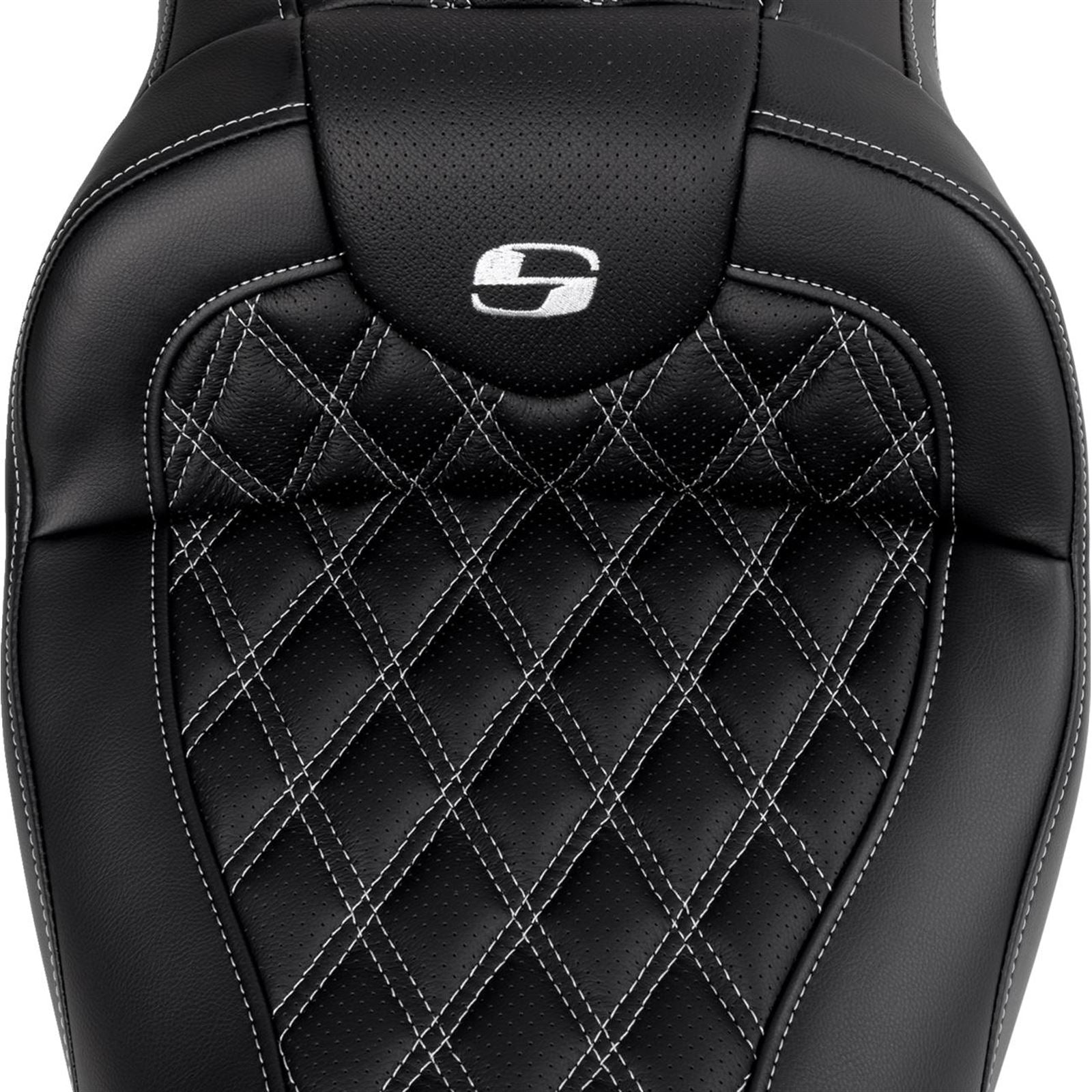Saddlemen Roadsofa™ Seat - with Backrest - Silver Stitch - FL '08-'23 A808-07R-182SIL_1487691
