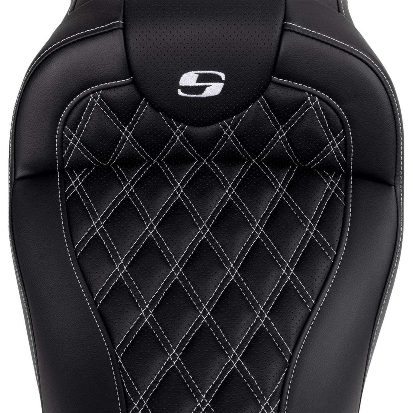 Saddlemen Roadsofa™ Seat - with Backrest - White Stitch - FL '08-'23 A808-07R-182WHI_1487687