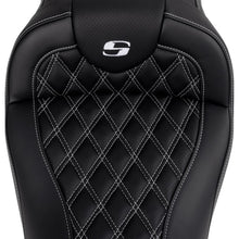 Saddlemen Roadsofa™ Seat - with Backrest - White Stitch - FL '08-'23 A808-07R-182WHI_1487687