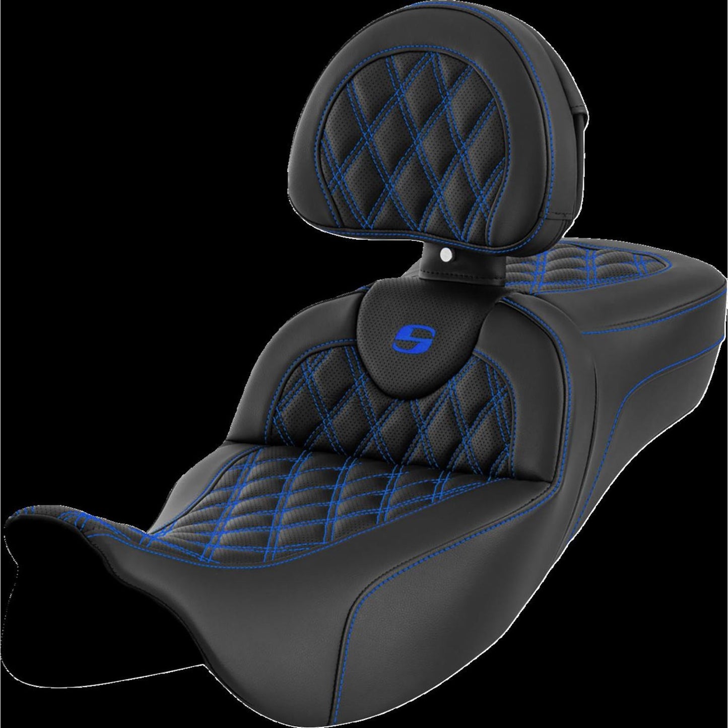 Saddlemen Roadsofa™ Extended Reach Seat - Lattice Stitch - Blue Stitch A808-07R-184BLU_1442433
