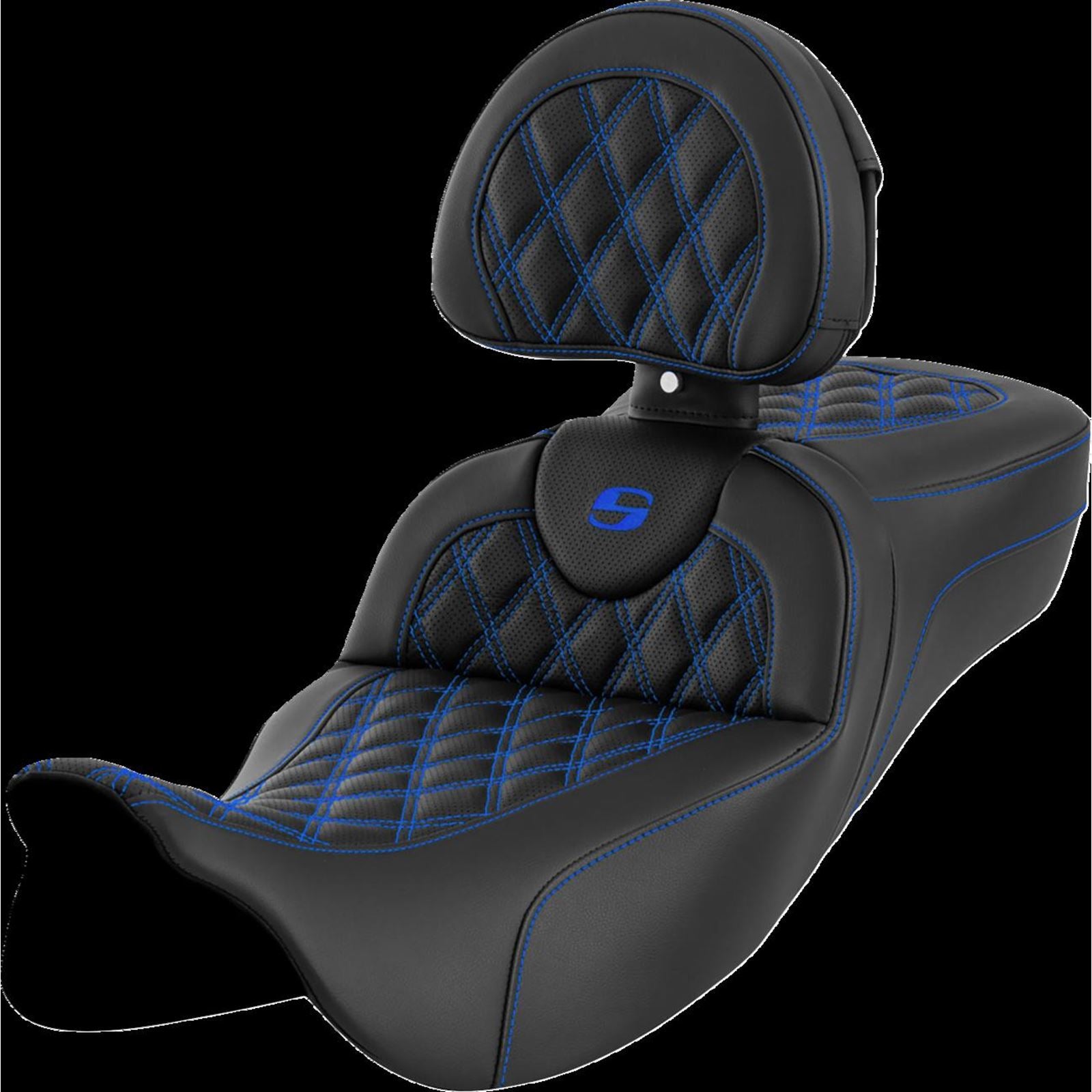 Saddlemen Roadsofa™ Extended Reach Seat - Lattice Stitch - Blue Stitch A808-07R-184BLU_1442433