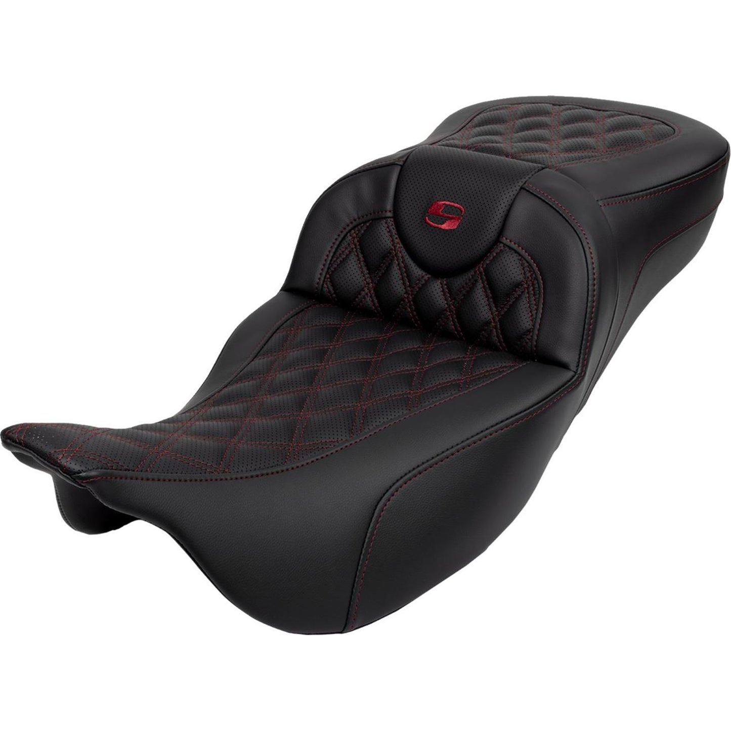 Saddlemen Roadsofa™ Extended Reach Seat - Lattice Stitch Wine Berry Stitch A808-07R-184BUR_1485736