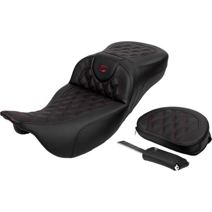 Saddlemen Roadsofa™ Extended Reach Seat - Lattice Stitch Wine Berry Stitch A808-07R-184BUR_1485773