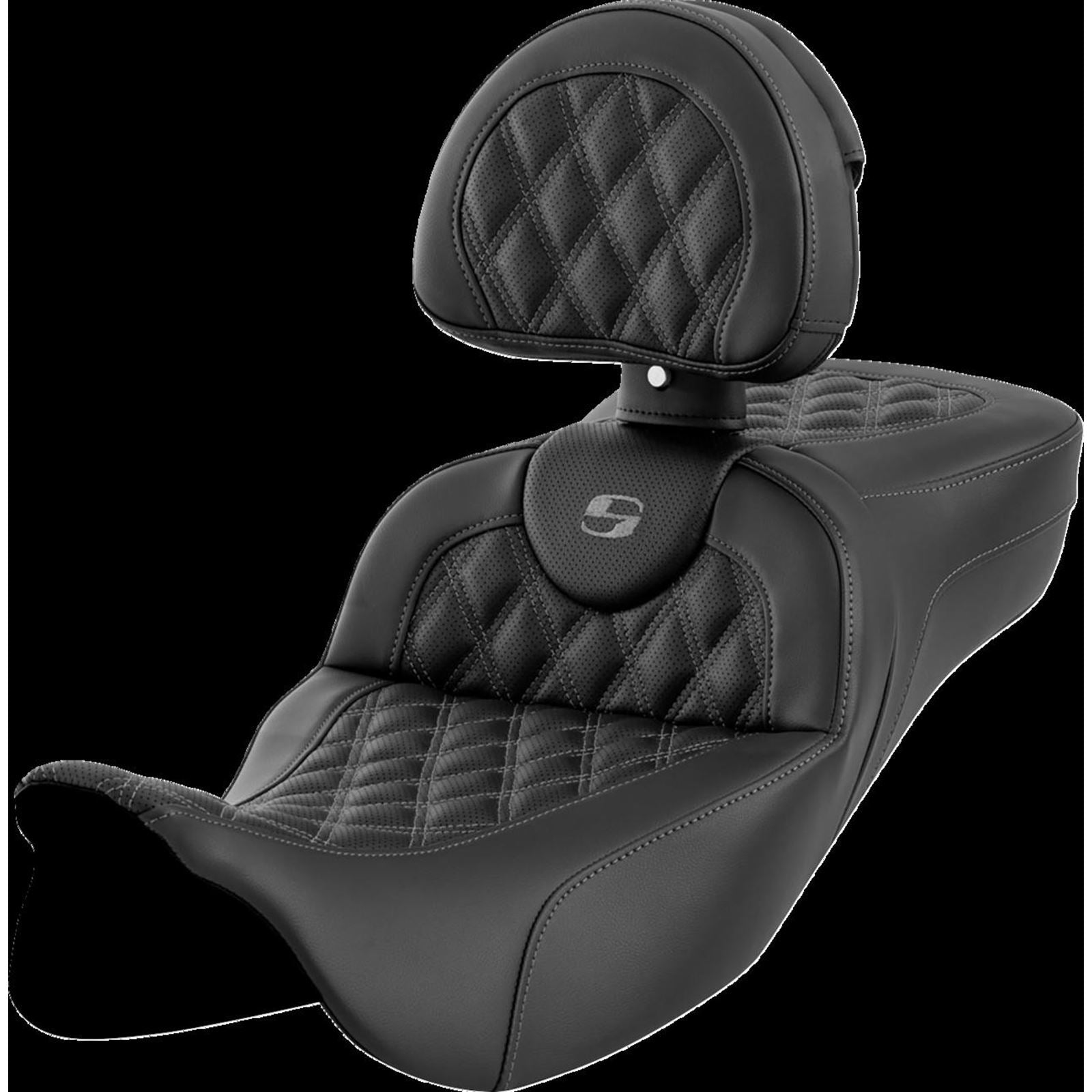 Saddlemen Roadsofa™ Extended Reach Seat - Lattice Stitch Dark Gray Stitch A808-07R-184GRE_1442434