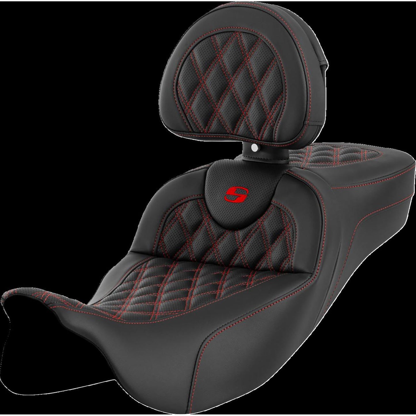 Saddlemen Roadsofa™ Extended Reach Seat - Lattice Stitch - Red Stitch [MPN: A808-07R-184RED]_1442436