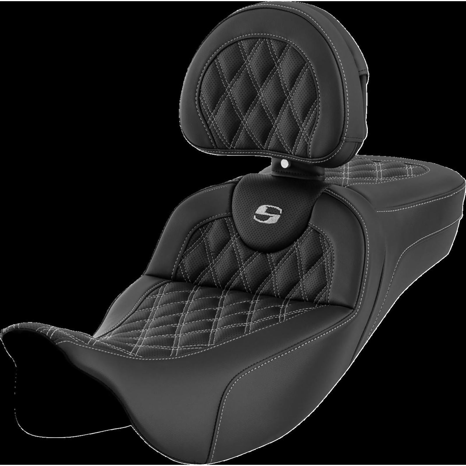 Saddlemen Roadsofa™ Extended Reach Seat - Lattice Stitch - Silver Stitch A808-07R-184SIL_1442437