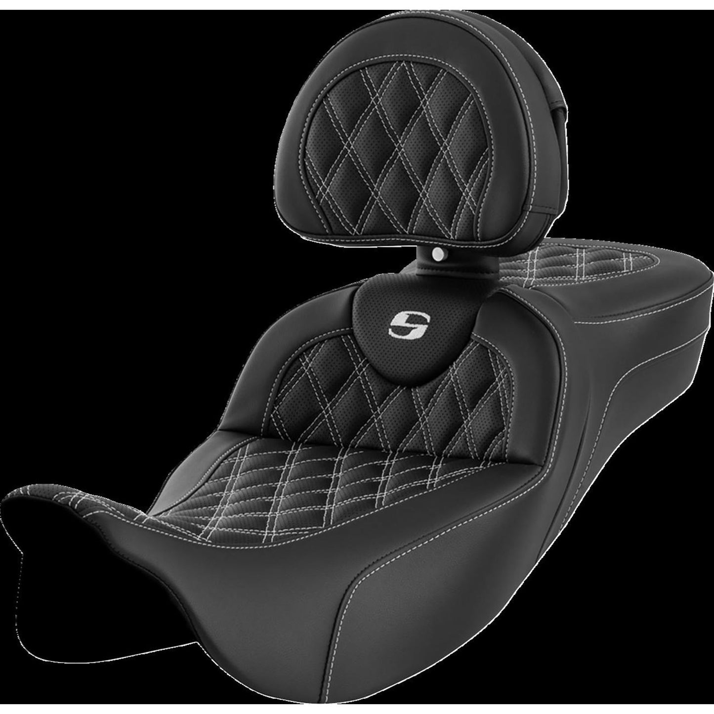 Saddlemen Roadsofa™ Extended Reach Seat - Lattice Stitch - White Stitch A808-07R-184WHI_1442438