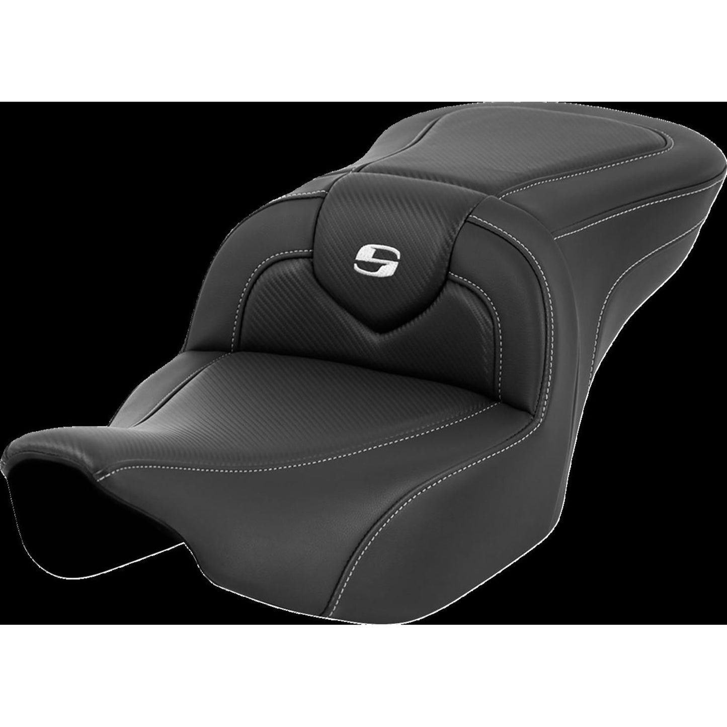 Saddlemen Roadsofa™ Seat - Carbon Fiber - Silver Stitch/Silver Logo FL '23-'24 823-07-185_1434960