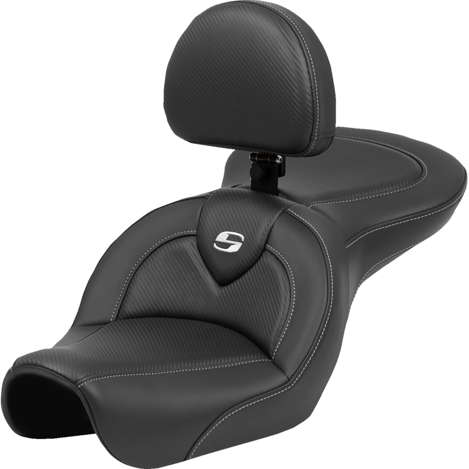 Saddlemen Roadsofa™ Seat - Carbon Fiber - Black Stitch - with Backrest 804-04-185BR_1421125