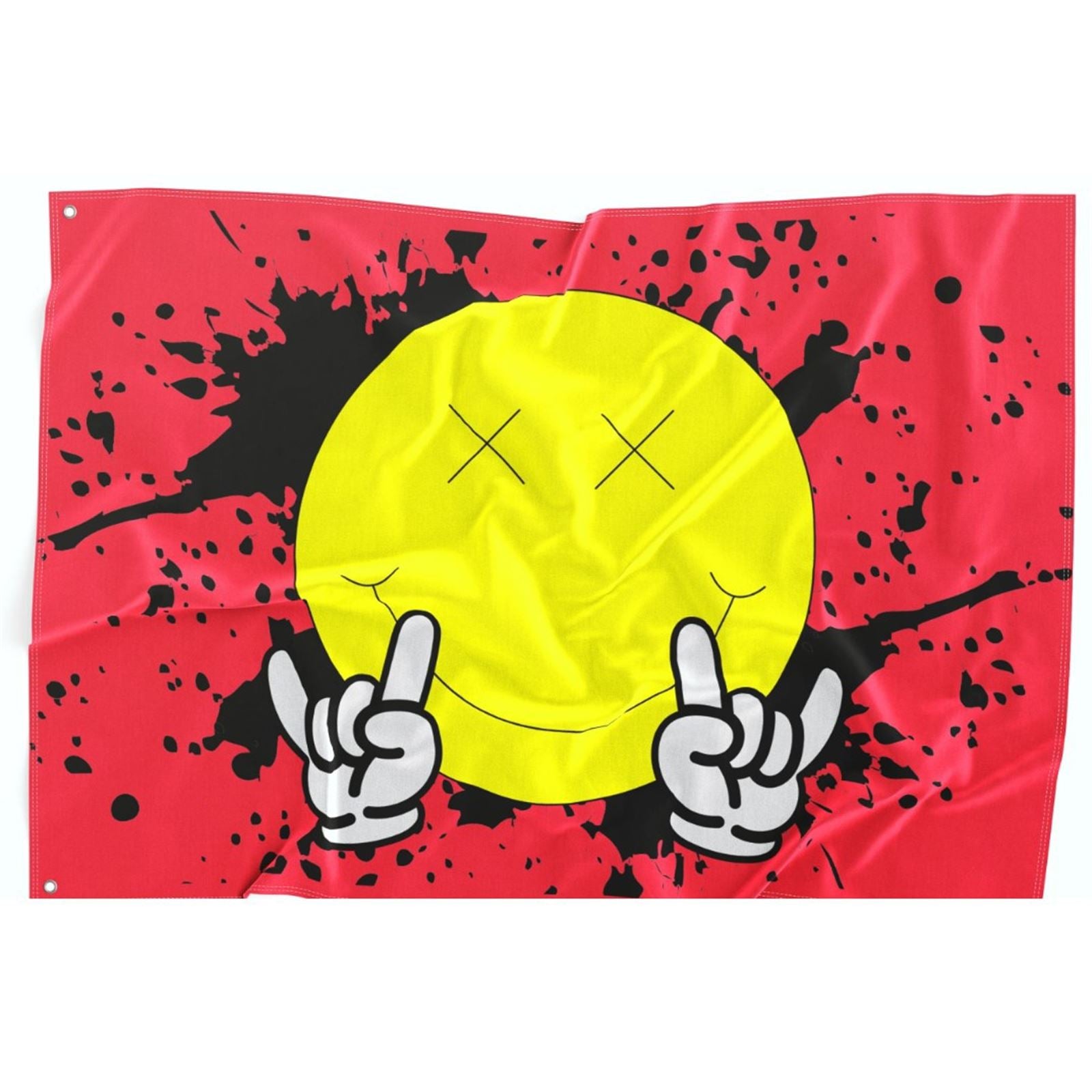 HighViz Flag Co. Pink Smiley Splatter Small Driver Side 18"x12" 139SmD_1443709