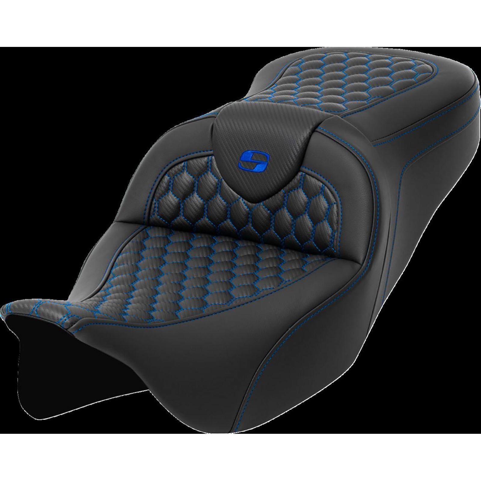 Saddlemen RoadSofa™ Seat - Honeycomb - Blue Stitch - without Backrest [MPN: A808-07B-189BLU]_1471407