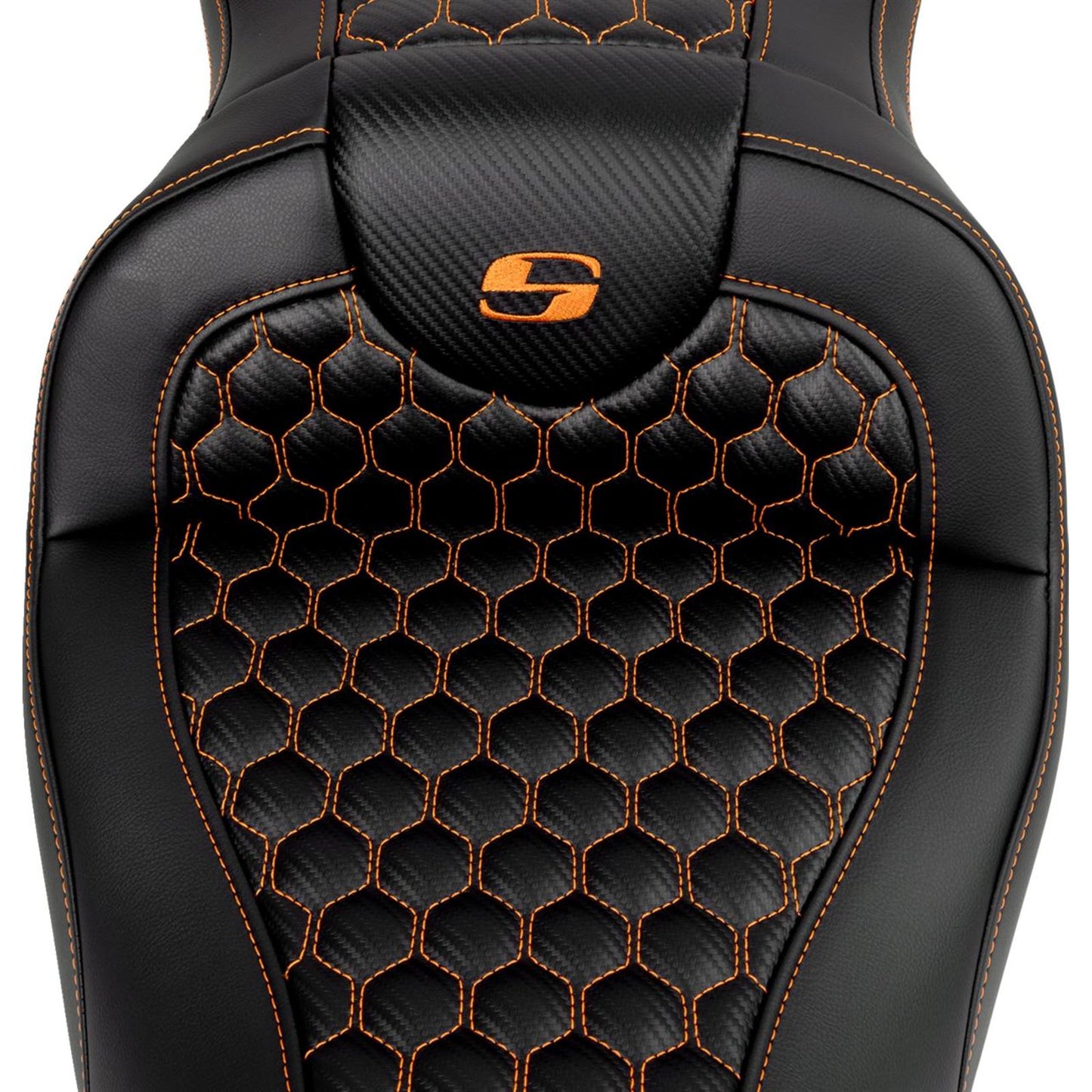 Saddlemen RoadSofa™ Seat - Honeycomb - Orange Stitch - without Backrest [MPN: A808-07B-189ORA]_1487721