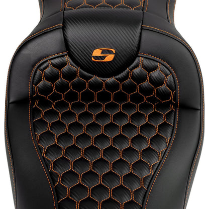 Saddlemen RoadSofa™ Seat - Honeycomb - Orange Stitch - without Backrest [MPN: A808-07B-189ORA]_1487721
