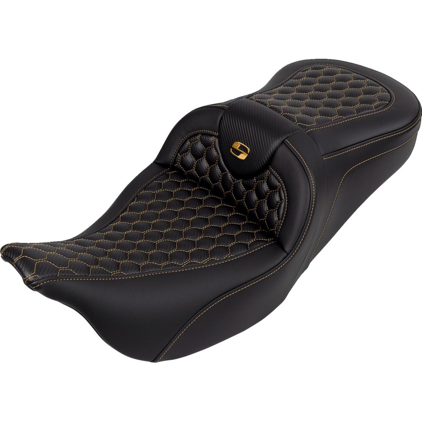 Saddlemen RoadSofa™ Seat - Honeycomb - Gold Stitch - without Backrest  A808-07B-189GOL_1487719