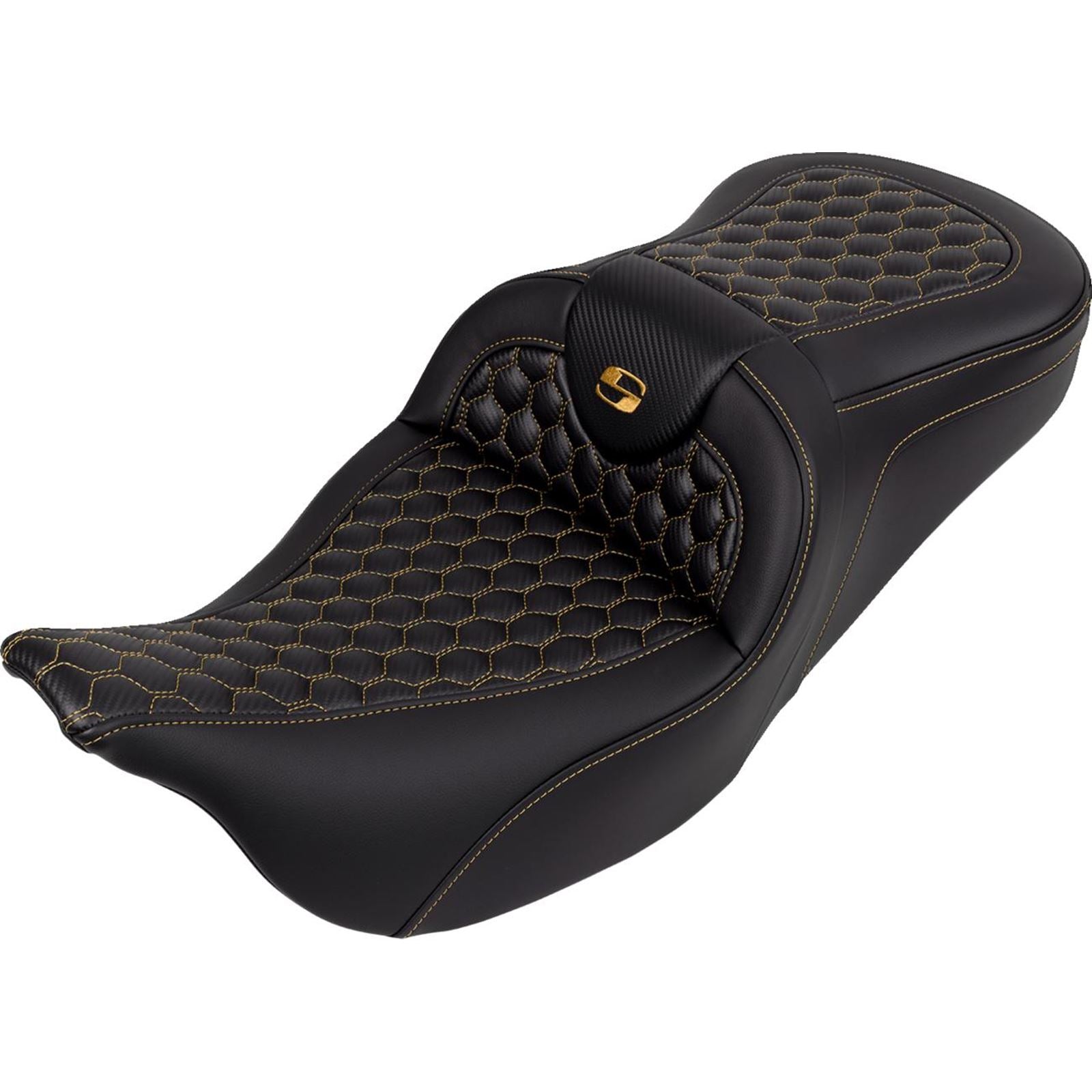 Saddlemen RoadSofa™ Seat - Honeycomb - Gold Stitch - without Backrest  A808-07B-189GOL_1487719
