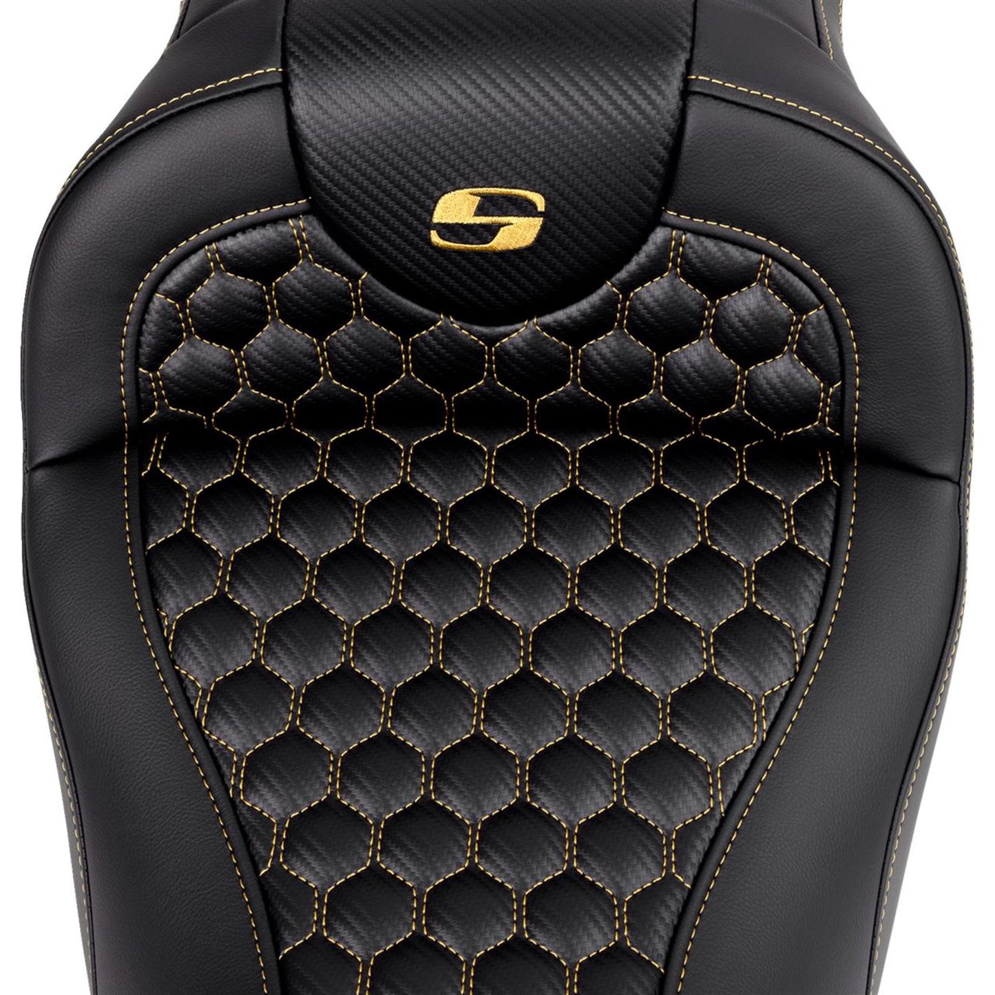 Saddlemen RoadSofa™ Seat - Honeycomb - Gold Stitch - without Backrest  A808-07B-189GOL_1487728