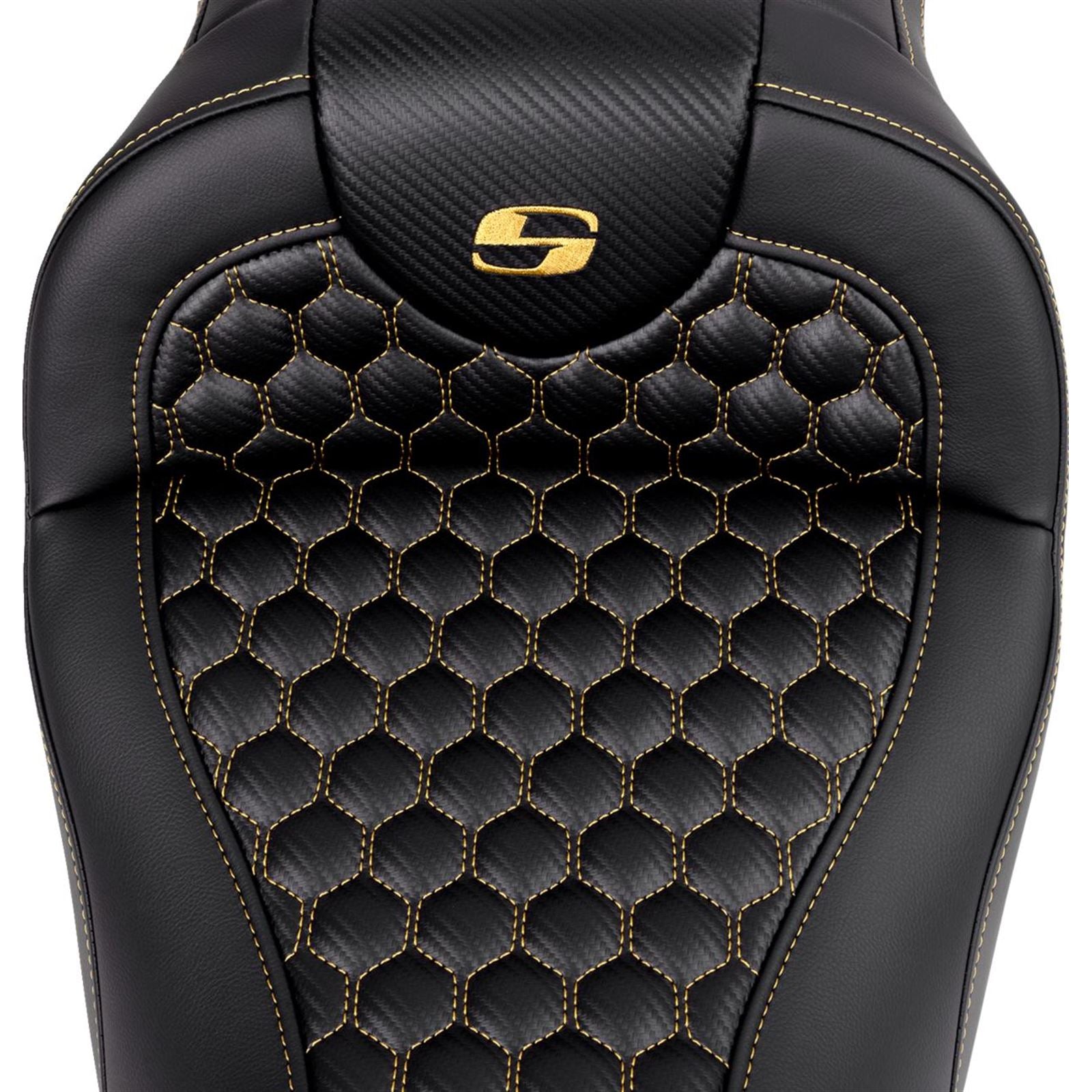 Saddlemen RoadSofa™ Seat - Honeycomb - Gold Stitch - without Backrest  A808-07B-189GOL_1487728