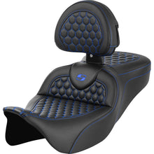 Saddlemen RoadSofa™ Seat - Honeycomb - Blue Stitch - with Backrest [MPN: A808-07R-189BLU]_1487715
