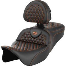 Saddlemen RoadSofa™ Seat - Honeycomb - Orange Stitch - with Backrest [MPN: A808-07R-189ORA]_1487714