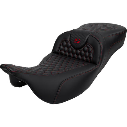Saddlemen RoadSofa™ Seat - Honeycomb - Red Stitch - Extended Reach A808-07B-190RED_1485759