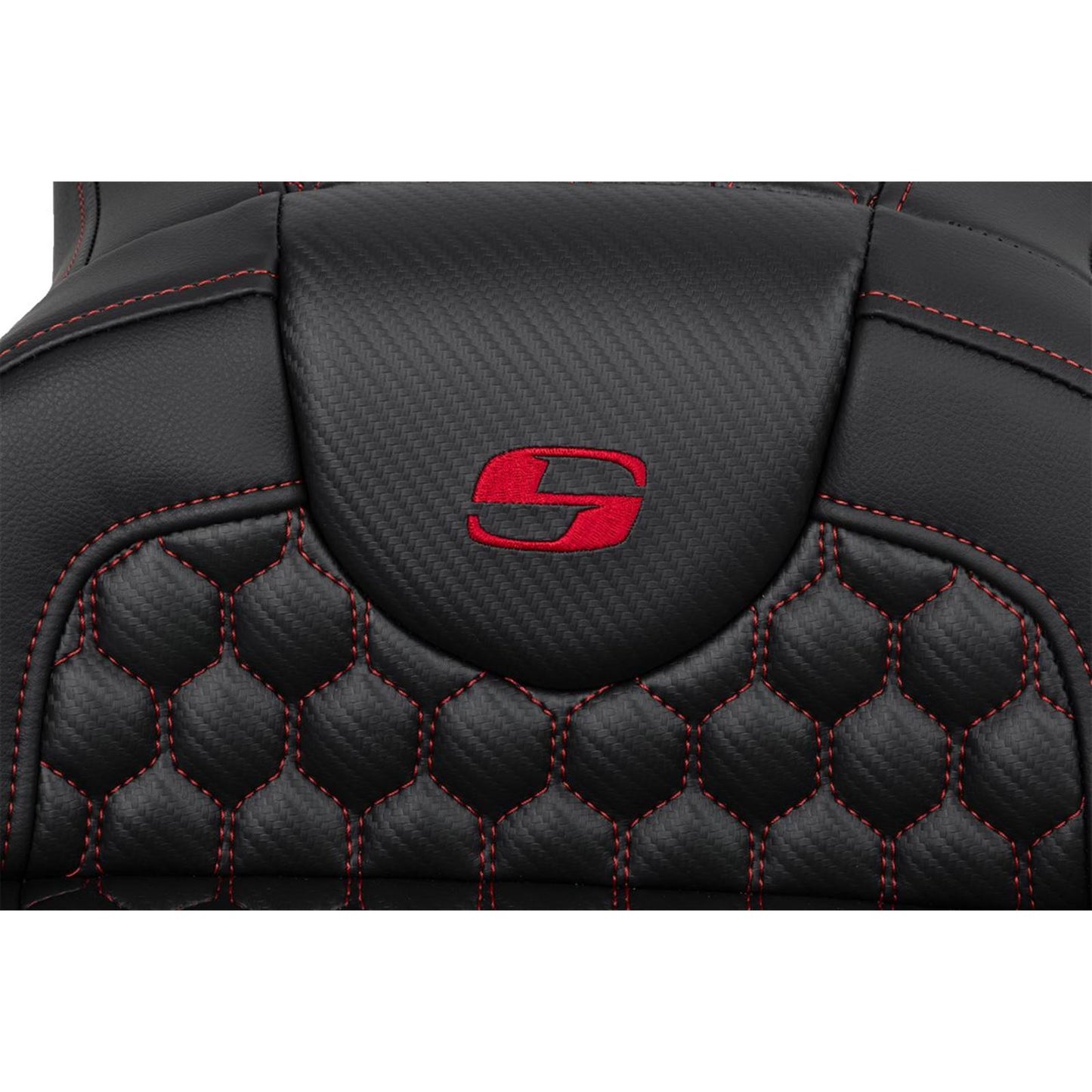 Saddlemen RoadSofa™ Seat - Honeycomb - Red Stitch - Extended Reach A808-07B-190RED_1485758