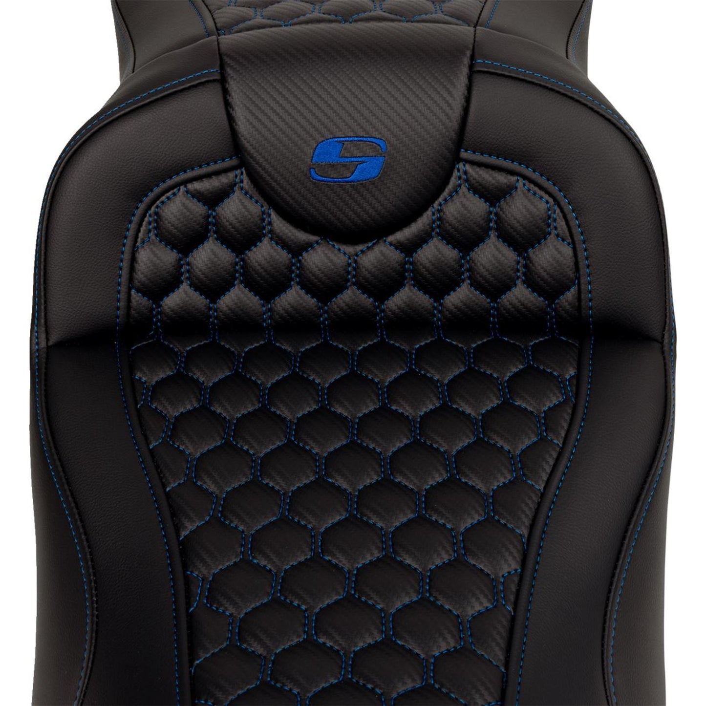 Saddlemen RoadSofa™ Seat - Honeycomb - Blue Stitch - Extended Reach A808-07B-190BLU_1485755