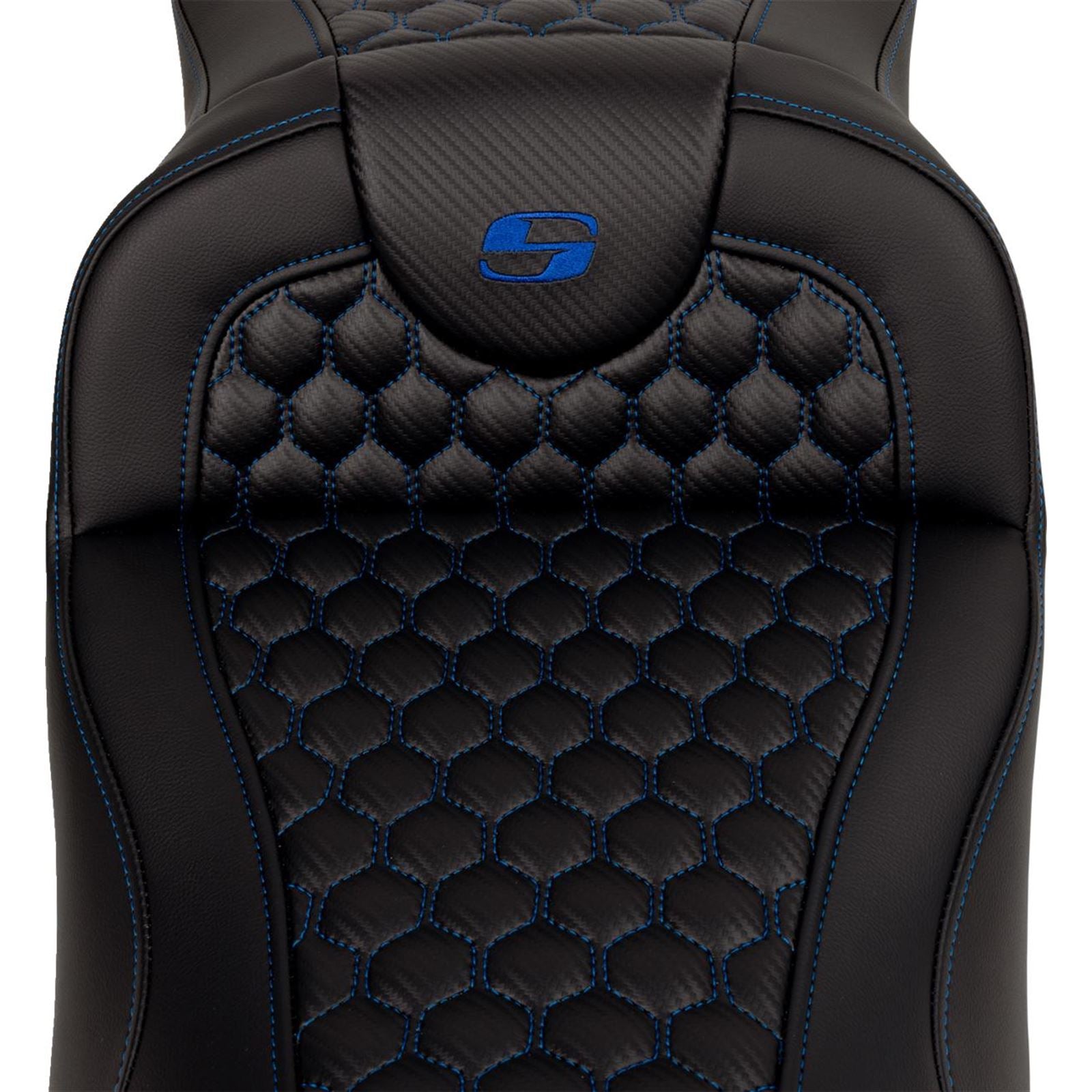 Saddlemen RoadSofa™ Seat - Honeycomb - Blue Stitch - Extended Reach A808-07B-190BLU_1485755