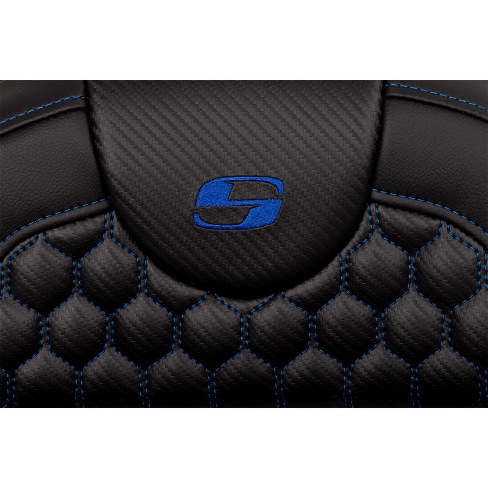 Saddlemen RoadSofa™ Seat - Honeycomb - Blue Stitch - Extended Reach A808-07B-190BLU_1485754