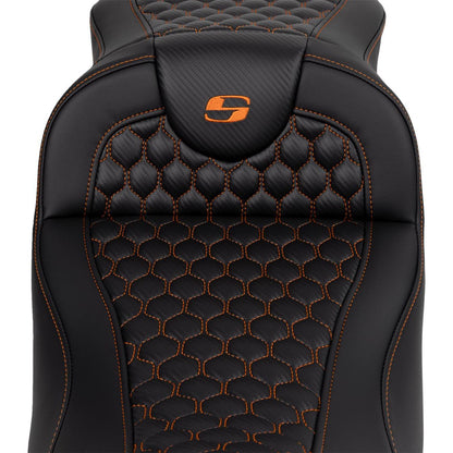 Saddlemen RoadSofa™ Seat - Honeycomb - Orange Stitch - Extended Reach A808-07B-190ORA_1485777