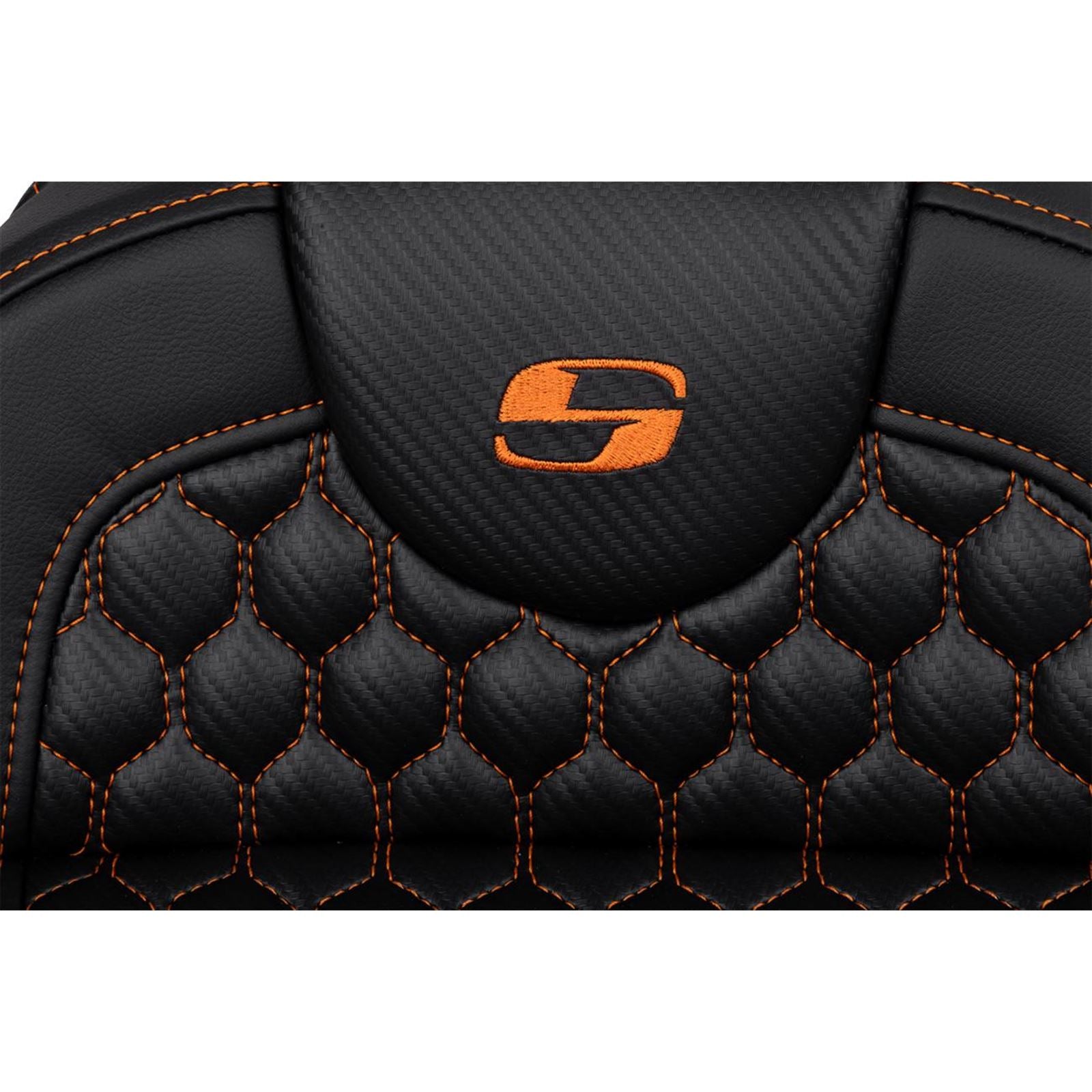 Saddlemen RoadSofa™ Seat - Honeycomb - Orange Stitch - Extended Reach A808-07B-190ORA_1485800