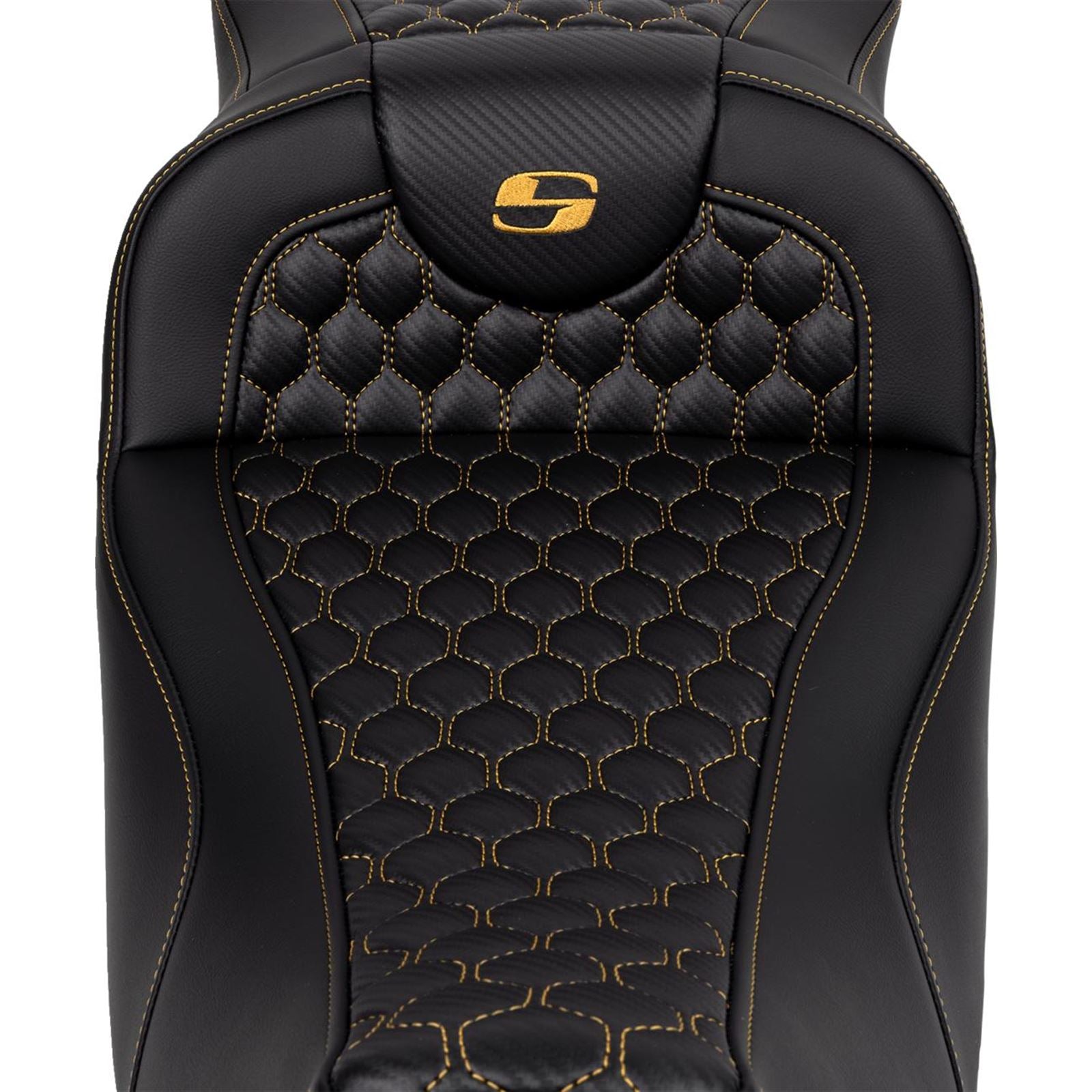 Saddlemen RoadSofa™ Seat - Honeycomb - Gold Stitch - Extended Reach A808-07B-190GOL_1485798