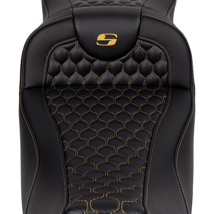 Saddlemen RoadSofa™ Seat - Honeycomb - Gold Stitch - Extended Reach A808-07B-190GOL_1485798