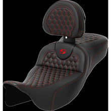 Saddlemen RoadSofa™ Seat -Honeycomb-Red Stitch-w/Backrest-Extended Reach A808-07R-190RED_1473369