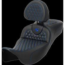 Saddlemen RoadSofa™ Seat - Honeycomb - Blue Stitch - with Backrest A808-07R-190BLU_1473370