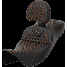 Saddlemen RoadSofa™ Seat - Honeycomb - Orange Stitch - with Backrest [MPN: A808-07R-190ORA]_1473371