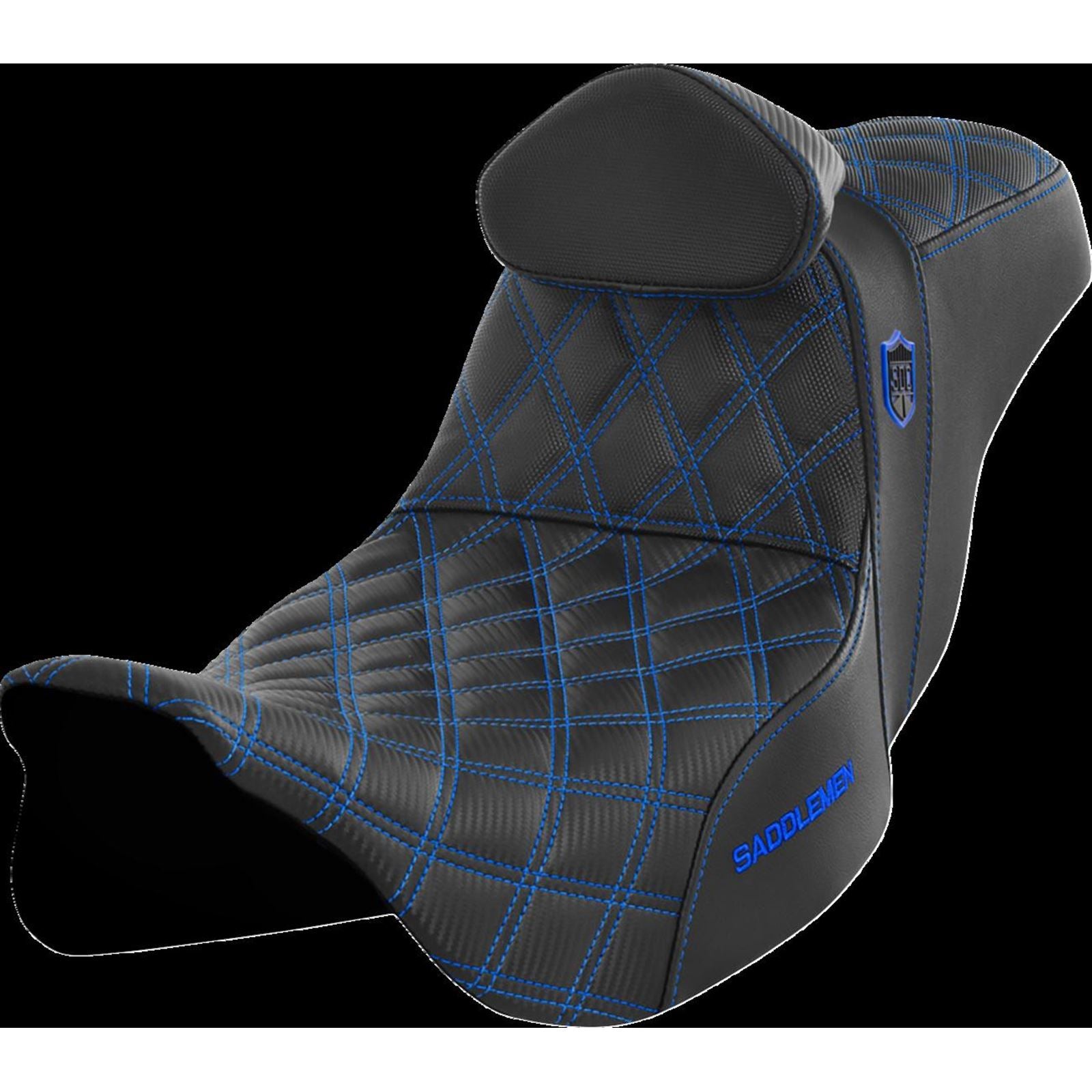 Saddlemen Pro Series SDC Performance Seat - with Backrest - Blue Stitch SC80807BLURT_1443858