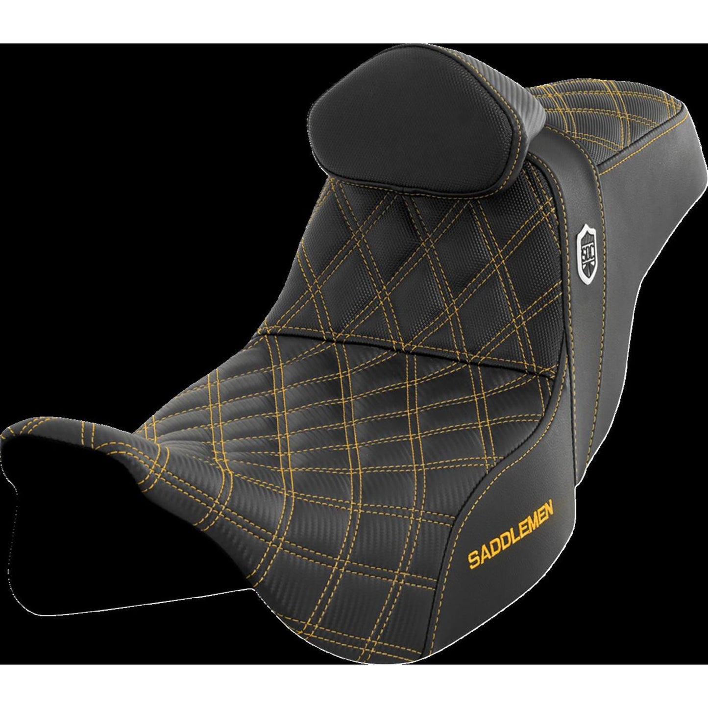 Saddlemen Pro Series SDC Performance Seat - with Backrest - Gold Stitch  SC80807GOLRT_1443857