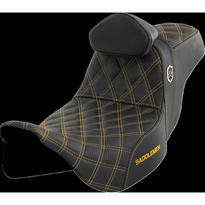 Saddlemen Pro Series SDC Performance Seat - with Backrest - Gold Stitch  SC80807GOLRT_1443857